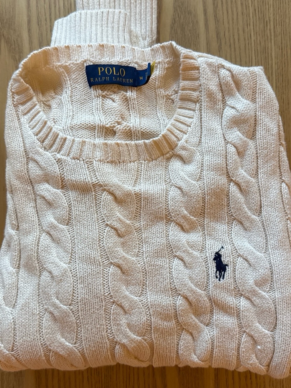 Polo by Ralph Lauren Men's Cream Cable-Knit Crewneck Sweater